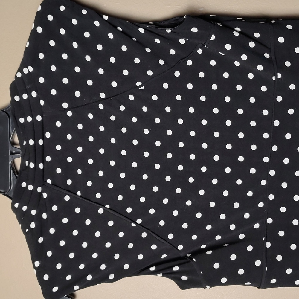 White House Black Market Lined Black Sleeveless Dress W White Polka Dots Size 6 - Picture 6 of 8